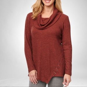 Democracy Red Lace Up Asymmetrical Hem Top